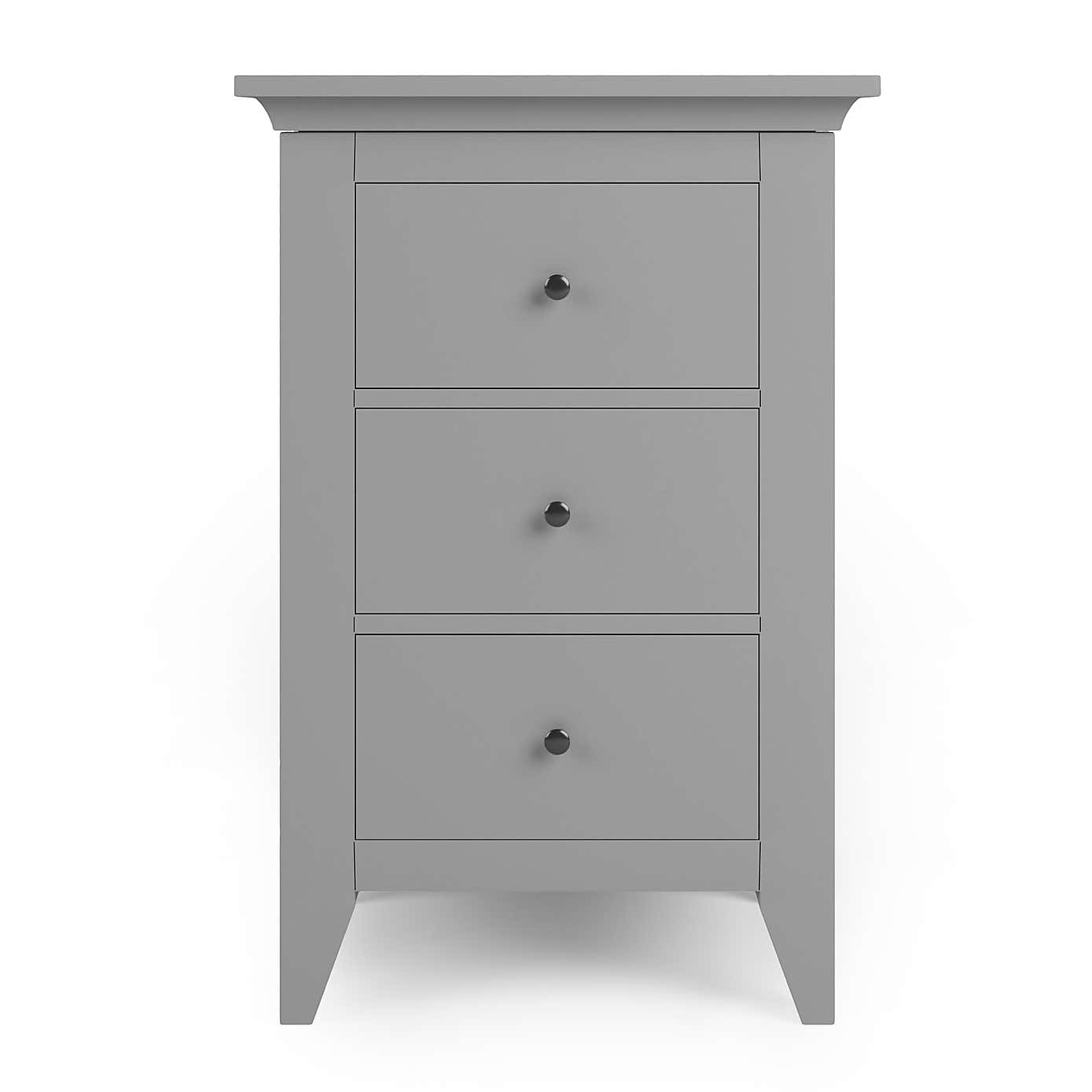 Lynton Grey 3 Drawer Bedside Table