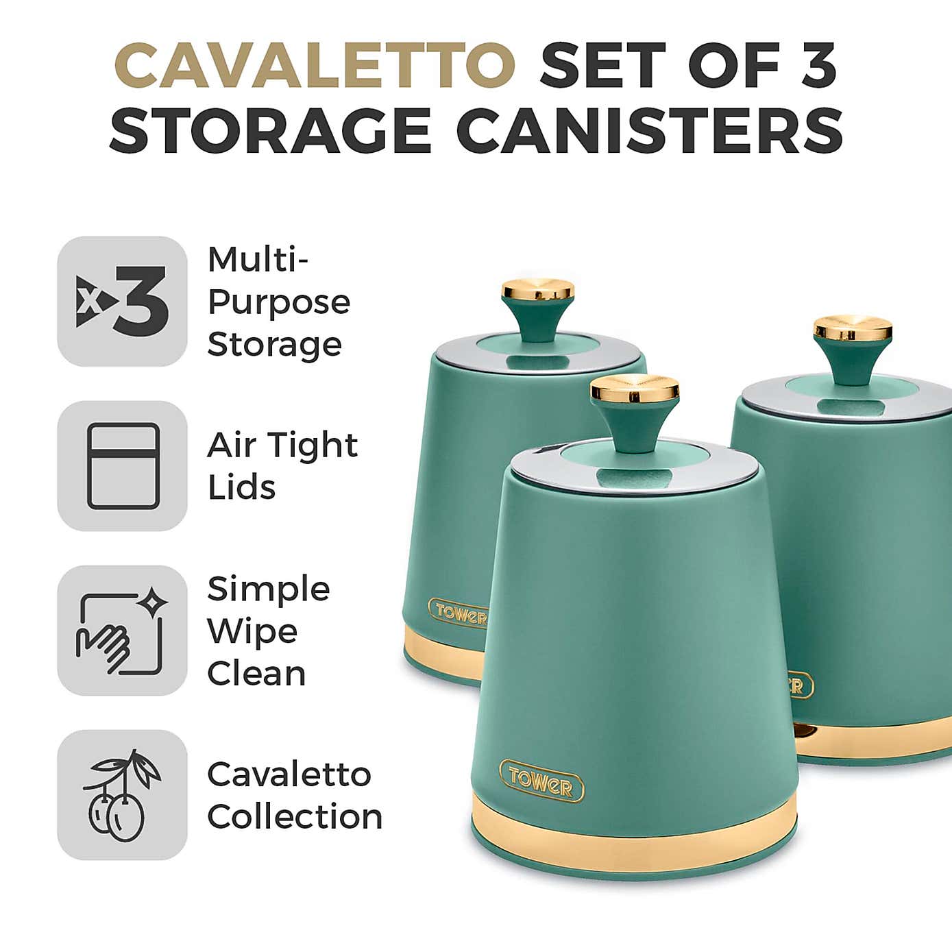 Tower Set of 3 Cavaletto Canisters