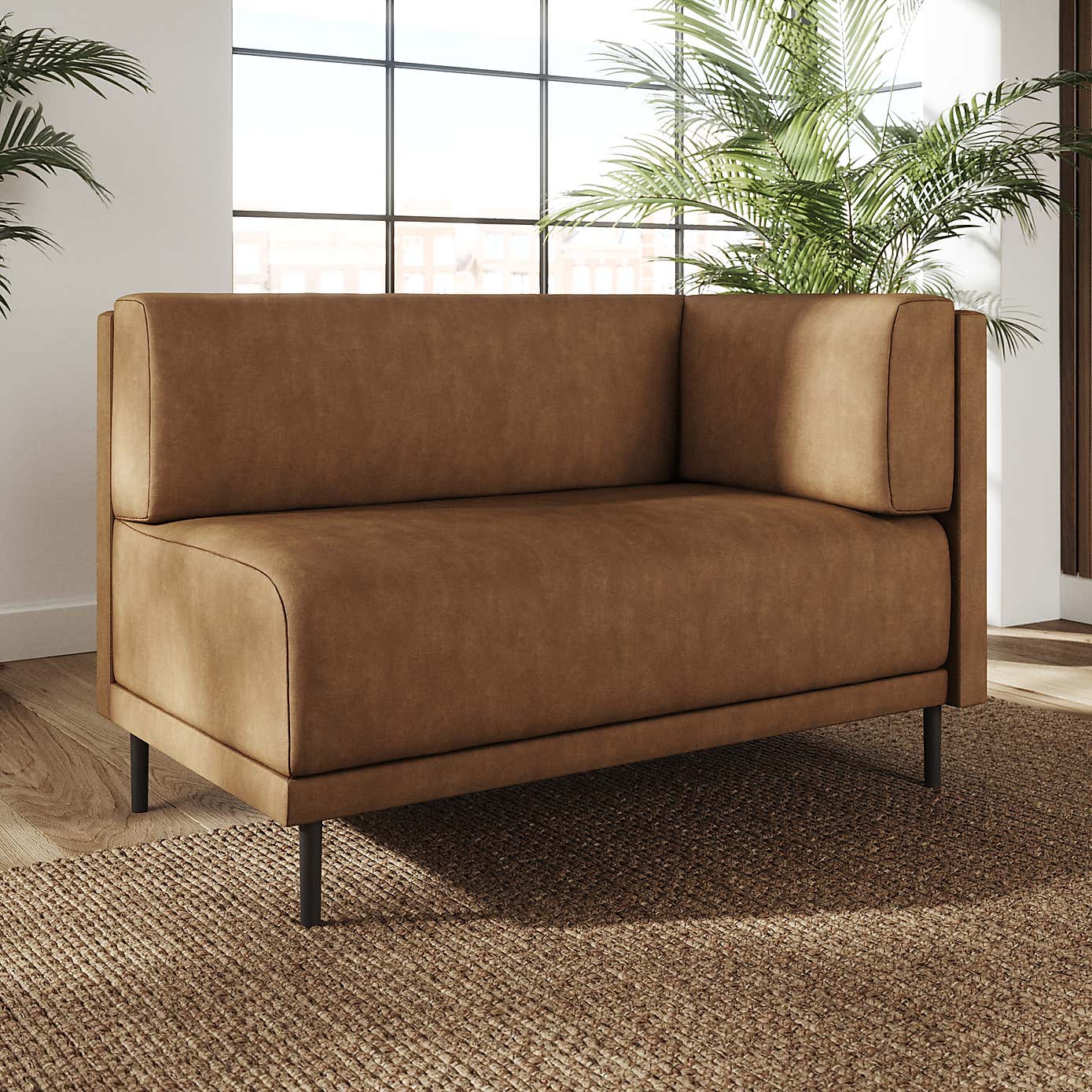 Mae Corner Dining Bench, Faux Leather