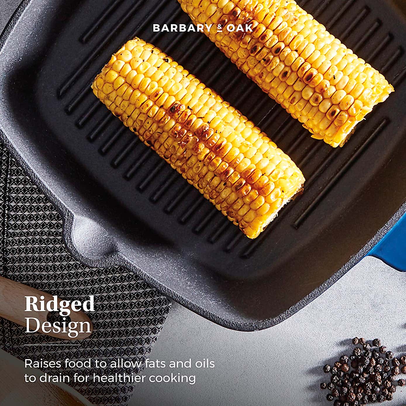 Barbary & Oak Cast Iron Grill Pan, 23cm