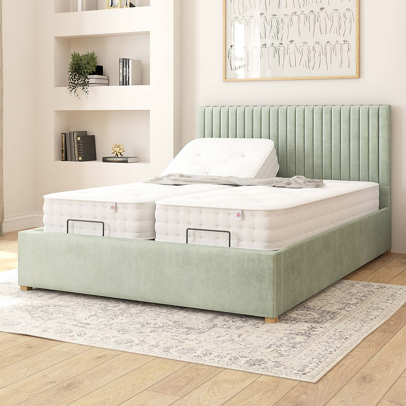 Grant Plush Velvet Adjustable Bed