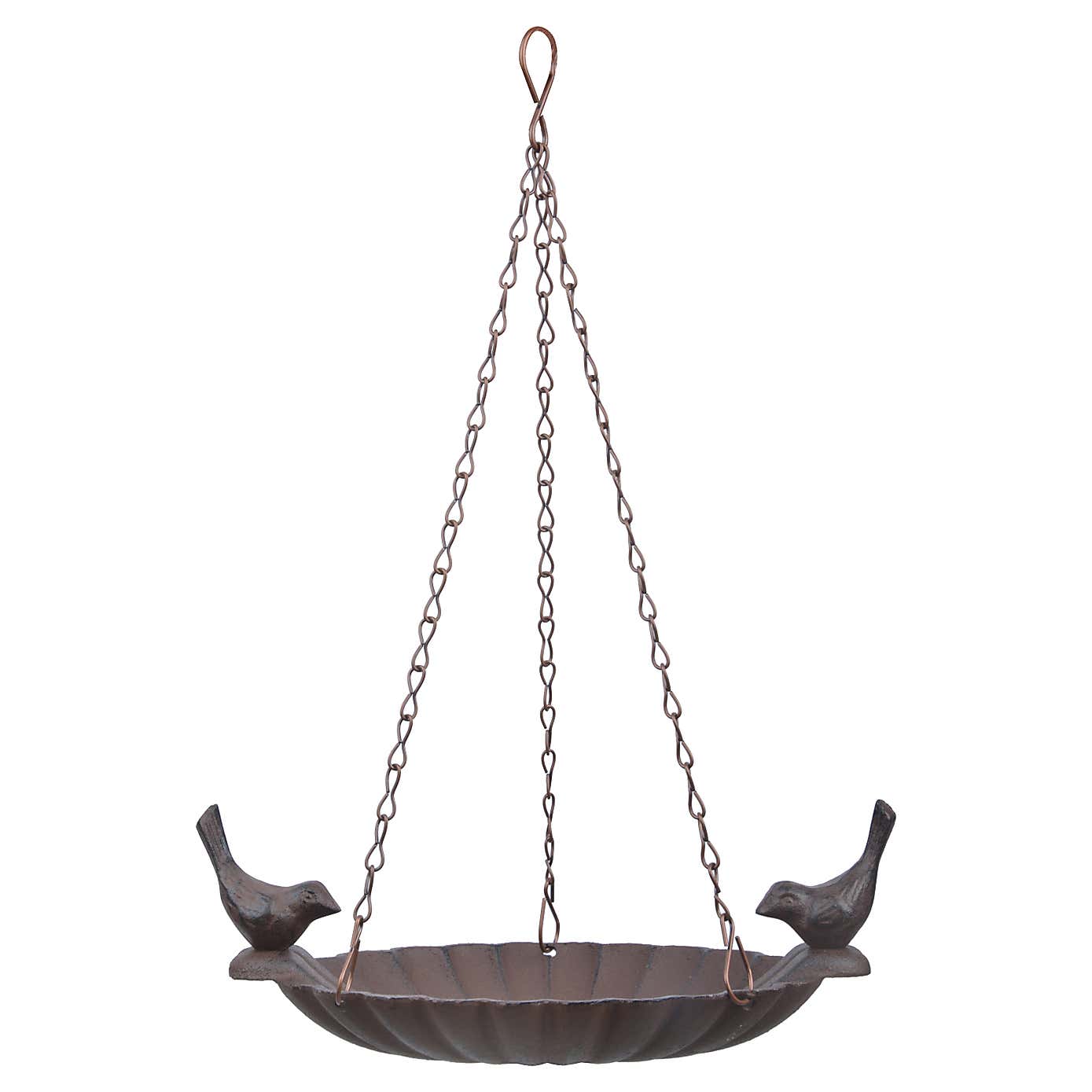 Fallen Fruits Hanging Cast Iron Bird Bath with 2 Birds