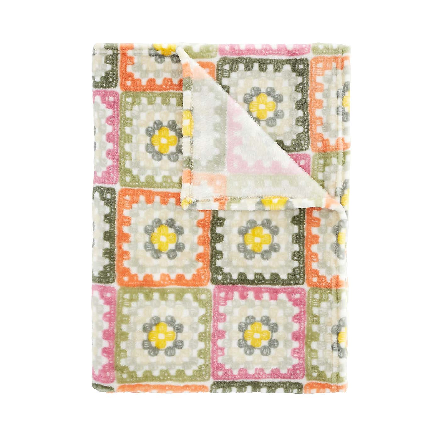 Catherine Lansfield Crochet Print Fleece Throw 130cm x 170cm