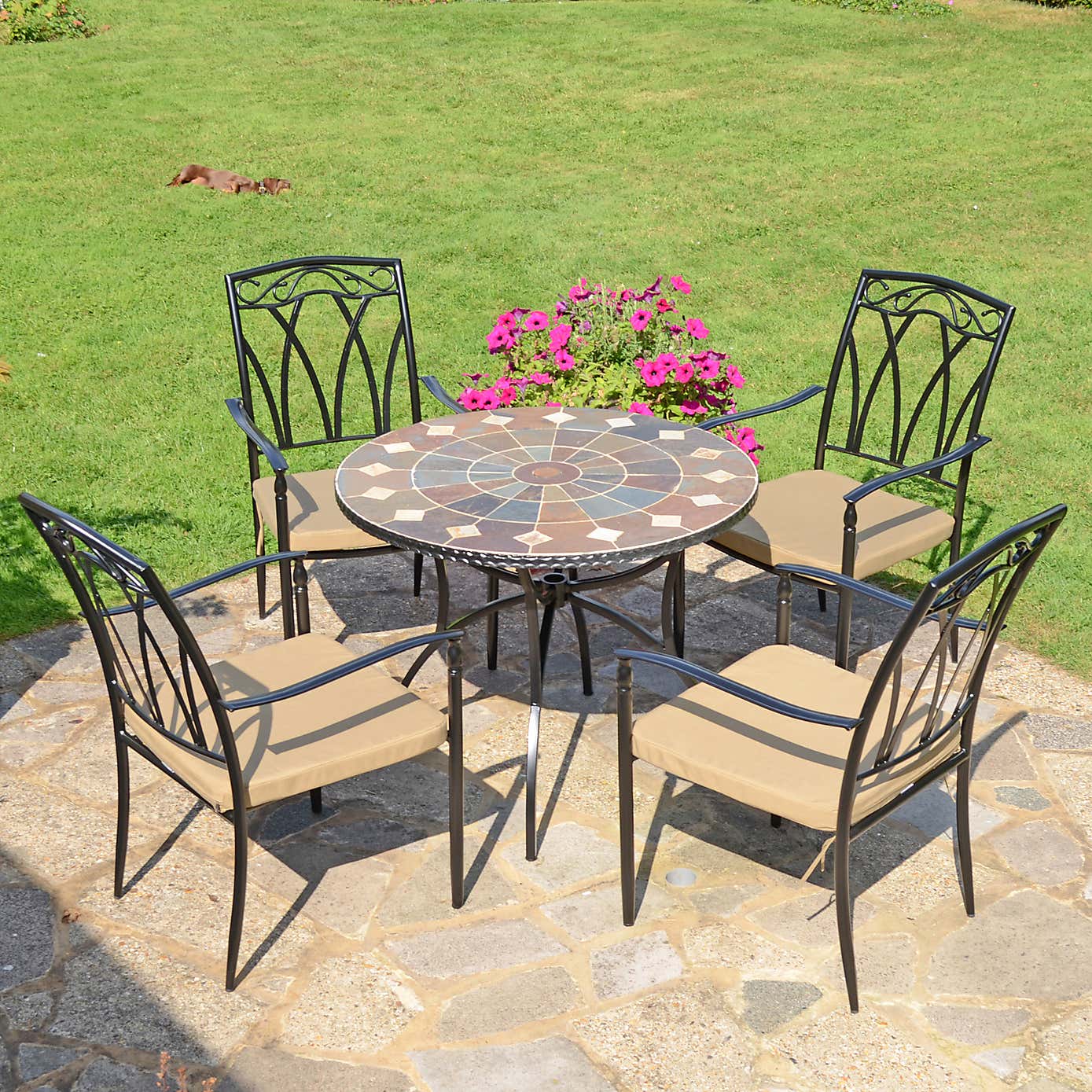 Glendale 91cm Patio Table Set with 4 Austin Chairs