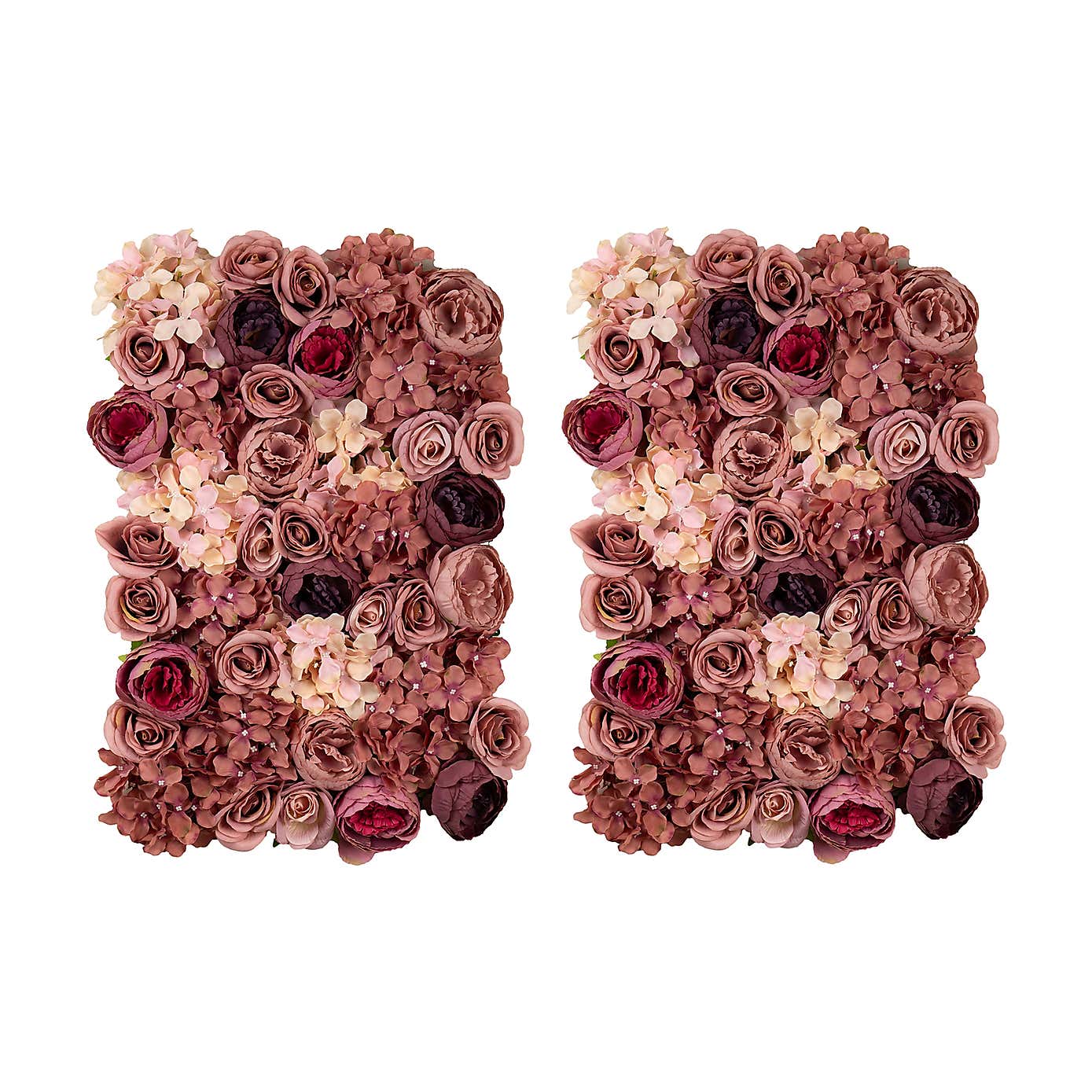 Set of 2 Artificial Premium Mixed Flower Walls