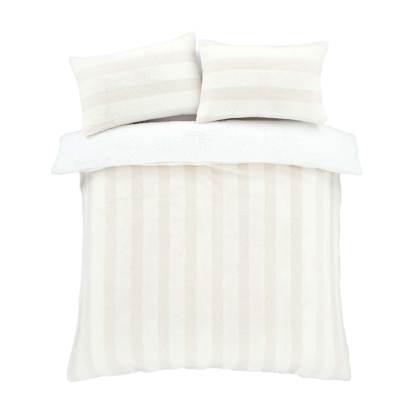 Bianca Cosy Soft Stripe Faux Fur Duvet Cover and Pillowcase Set