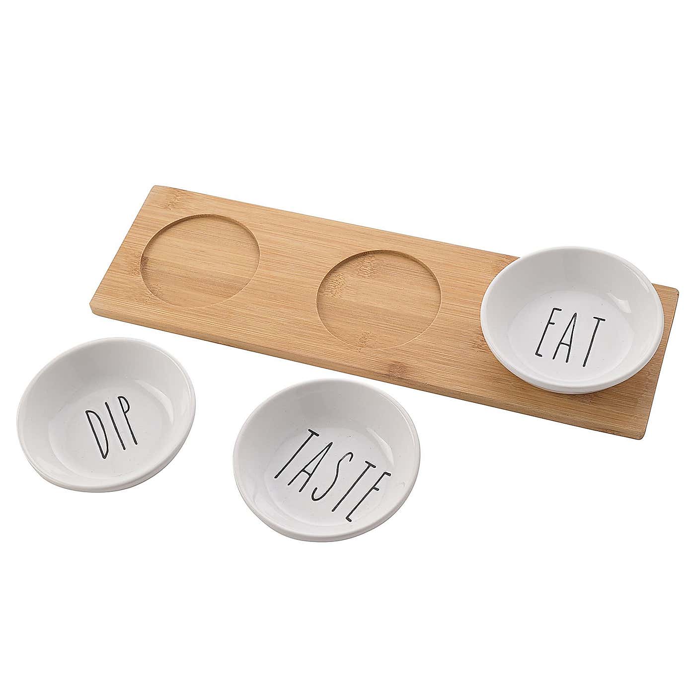 Hestia Set of 3 Snack Bowls On A Wooden Tray