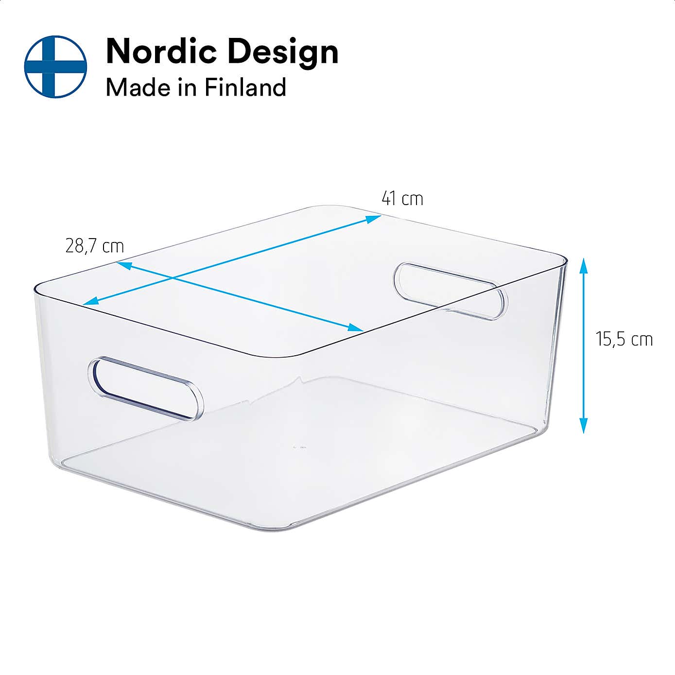 Compact Storage Tub Large with lids 15.4L Set of 3, Clear