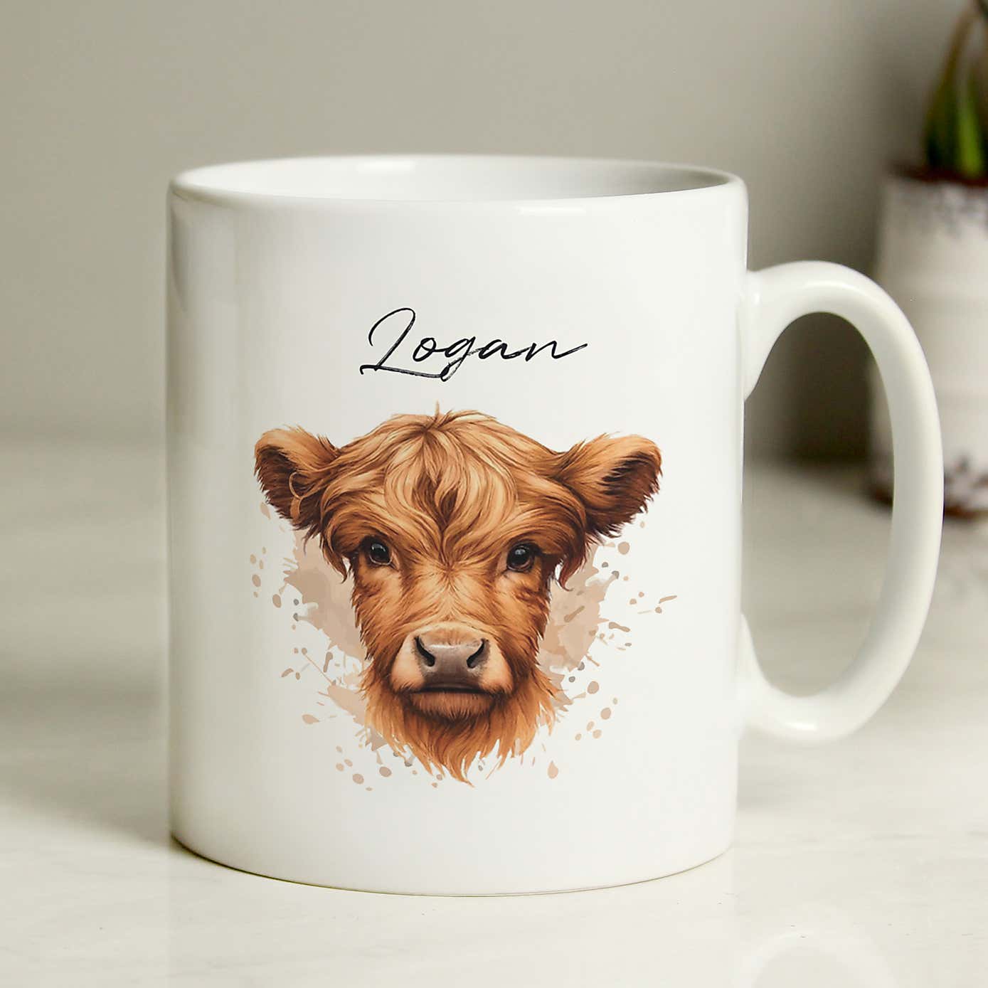 Personalised Boy Highland Cow Mug