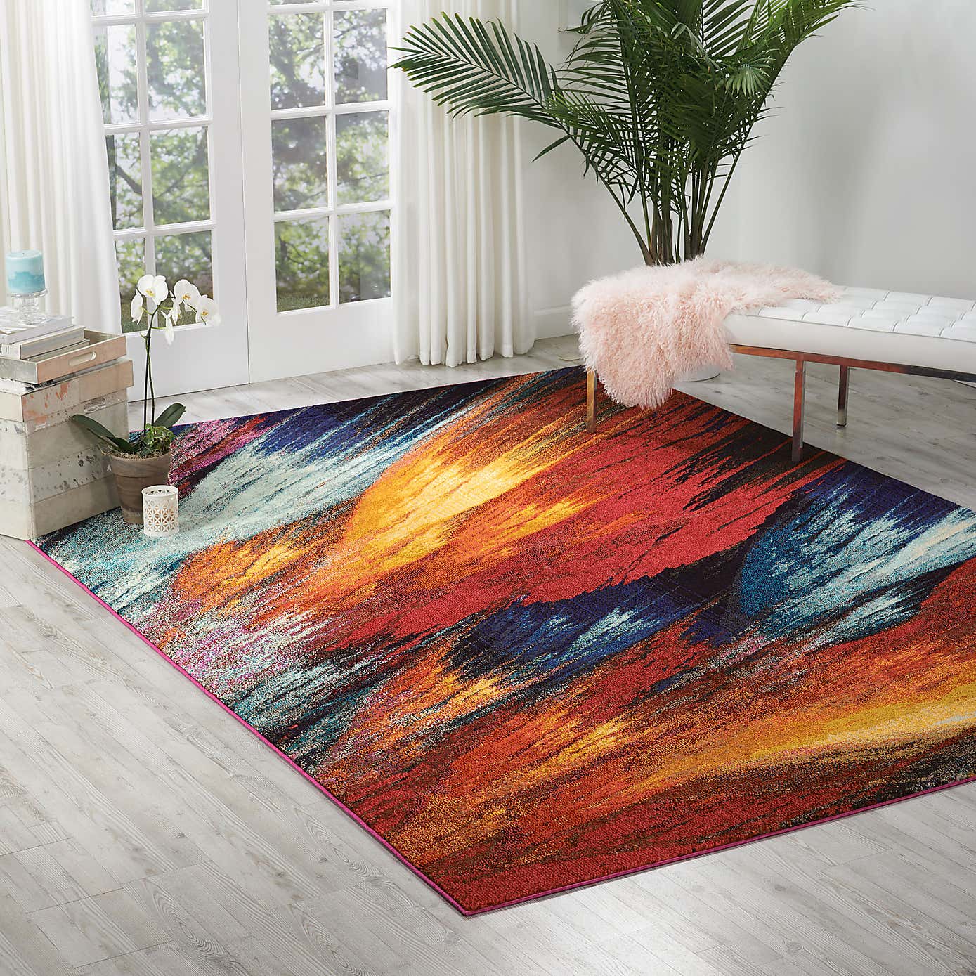 Multi Coloured Celestial Burst Rug