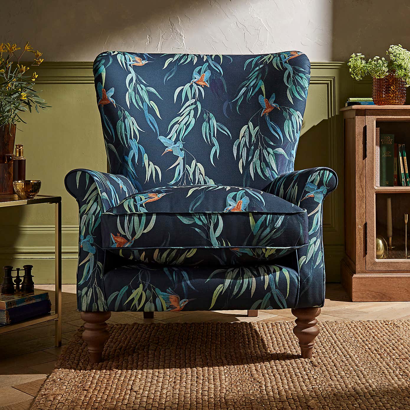 Charbury Kingfisher Print Occasional Armchair