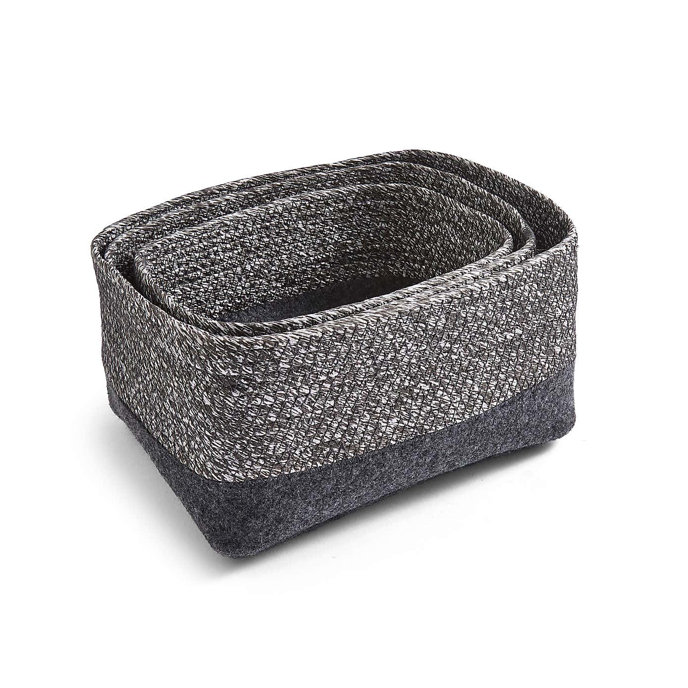 Set of 3 Felt Fabric Storage Boxes