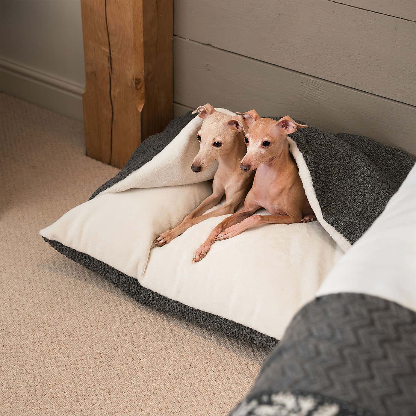 Lords and Labradors Boucle Sleepy Burrow Dog Bed