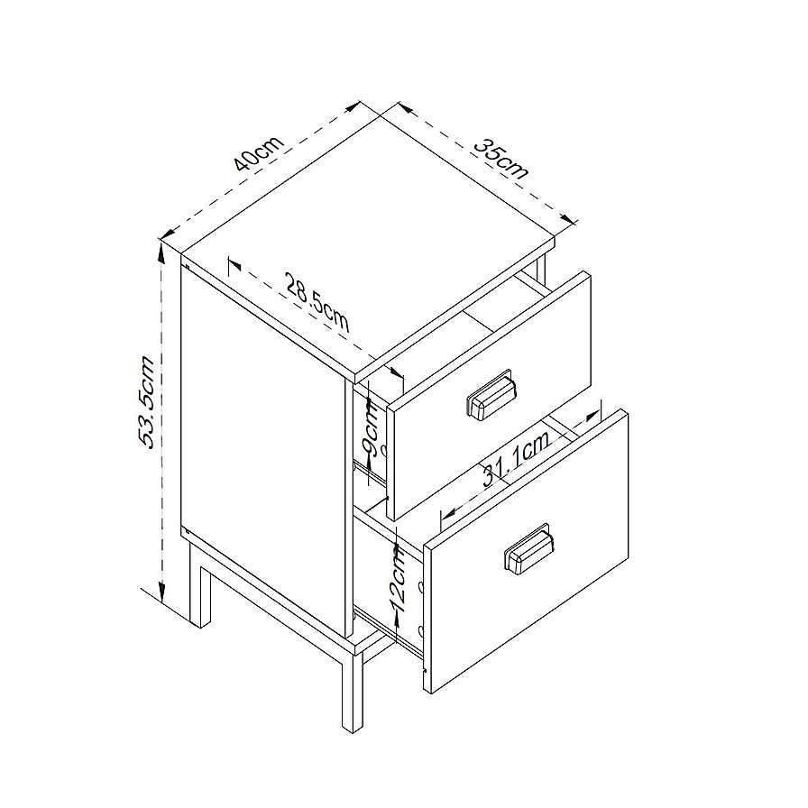 Fulton 2 Drawer Bedside Table