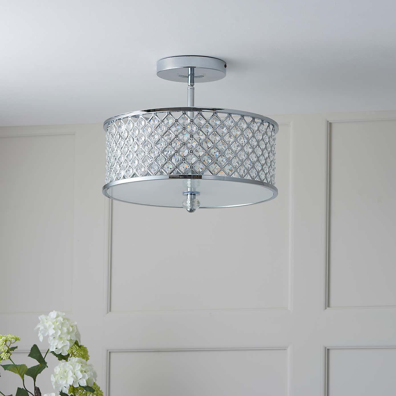 Crystal Hudson 3 Light Flush Ceiling Fitting