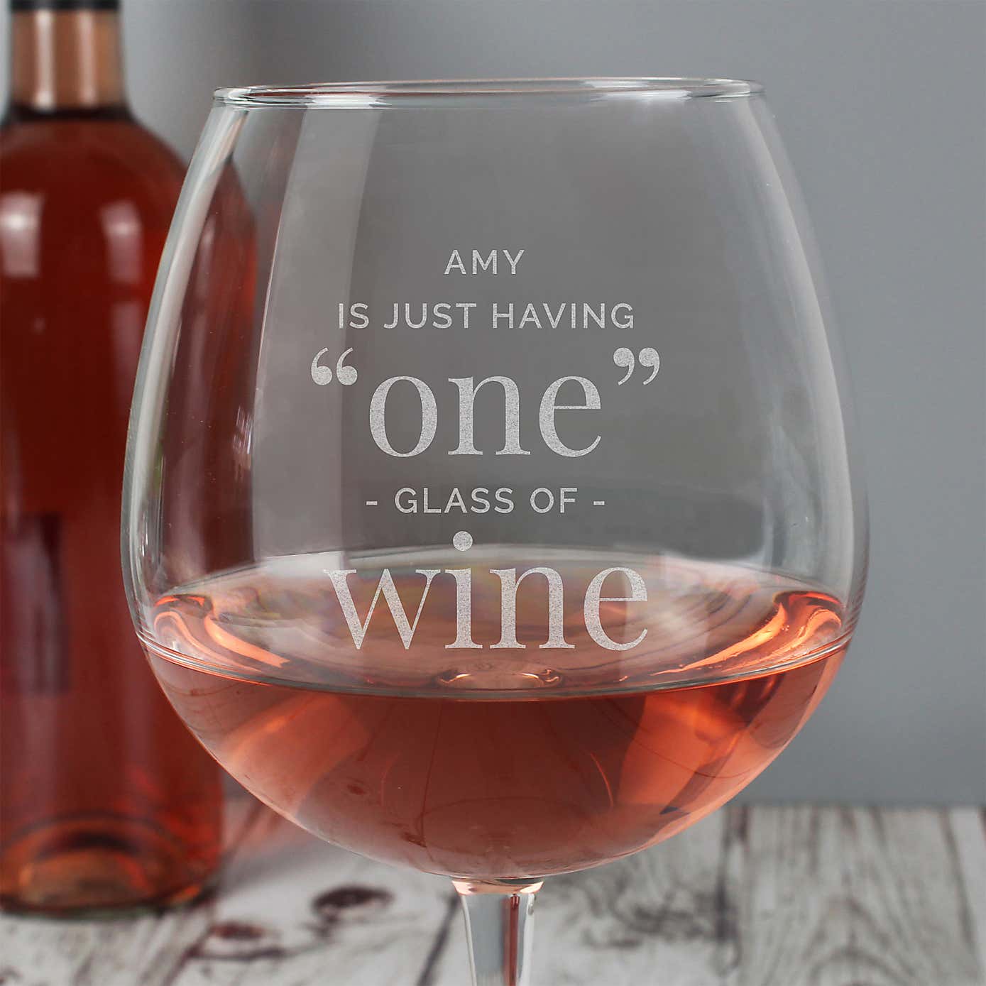 Personalised One Glass Bottle of Wine Glass