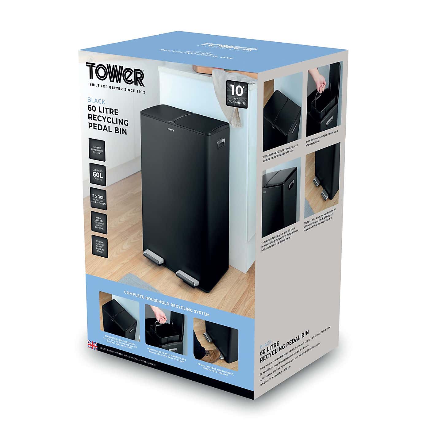 Tower 60L Recycling Pedal Bin