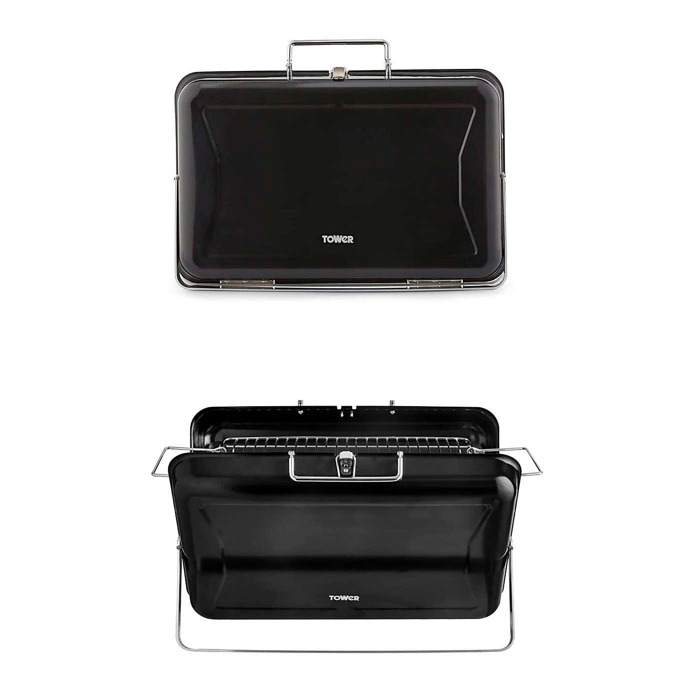 Tower Day Tripper Portable Charcoal Grill, Black Steel