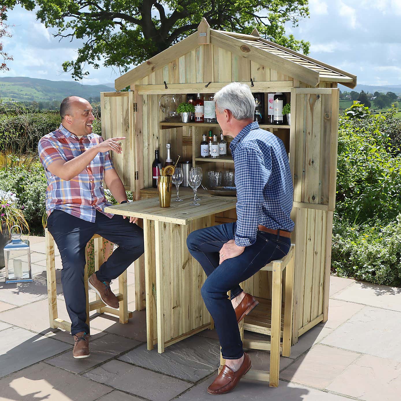 Garden Bar and 2 Stool Set