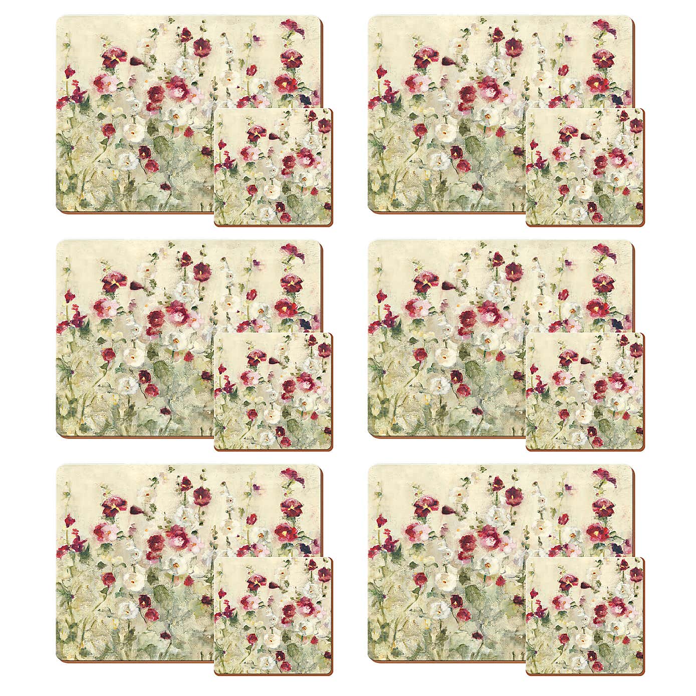 Set of 4 Wild Field Poppies Placemats and Coasters