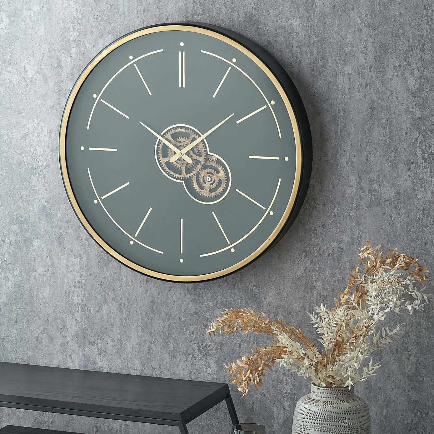 Central Metal Cog Wall Clock