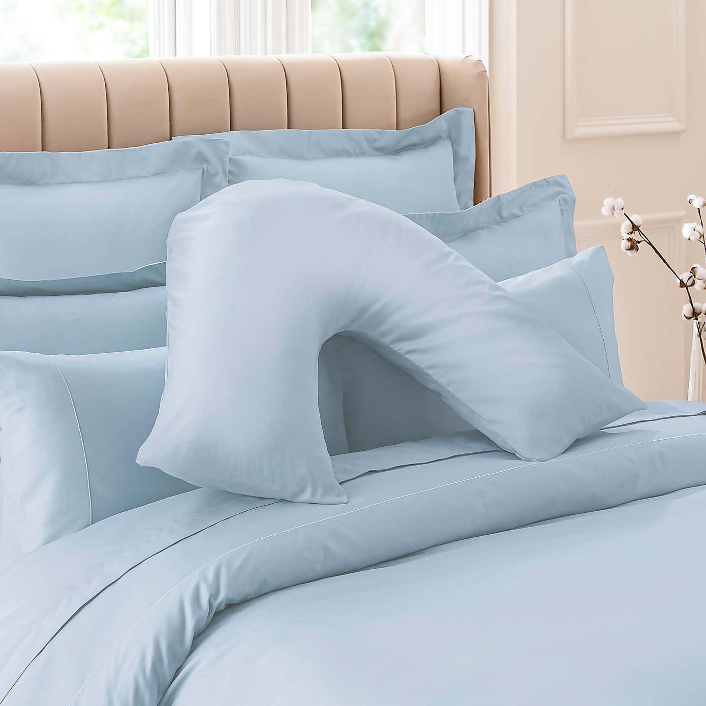 Dorma 300 Thread Count 100% Cotton Sateen Plain V-Shaped Pillowcase