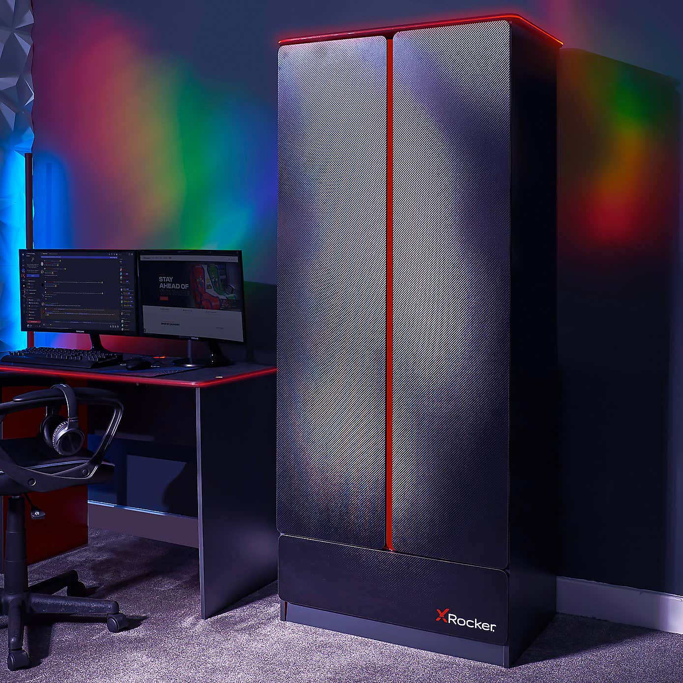 X Rocker Carbon Tek Wardrobe with Neo Fibre LED