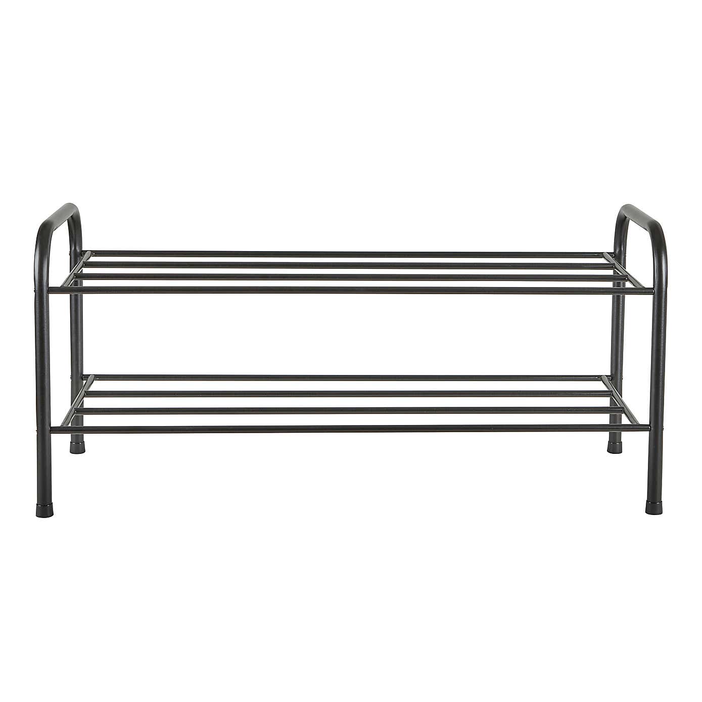 Black Metal 2 Tier Shoe Rack