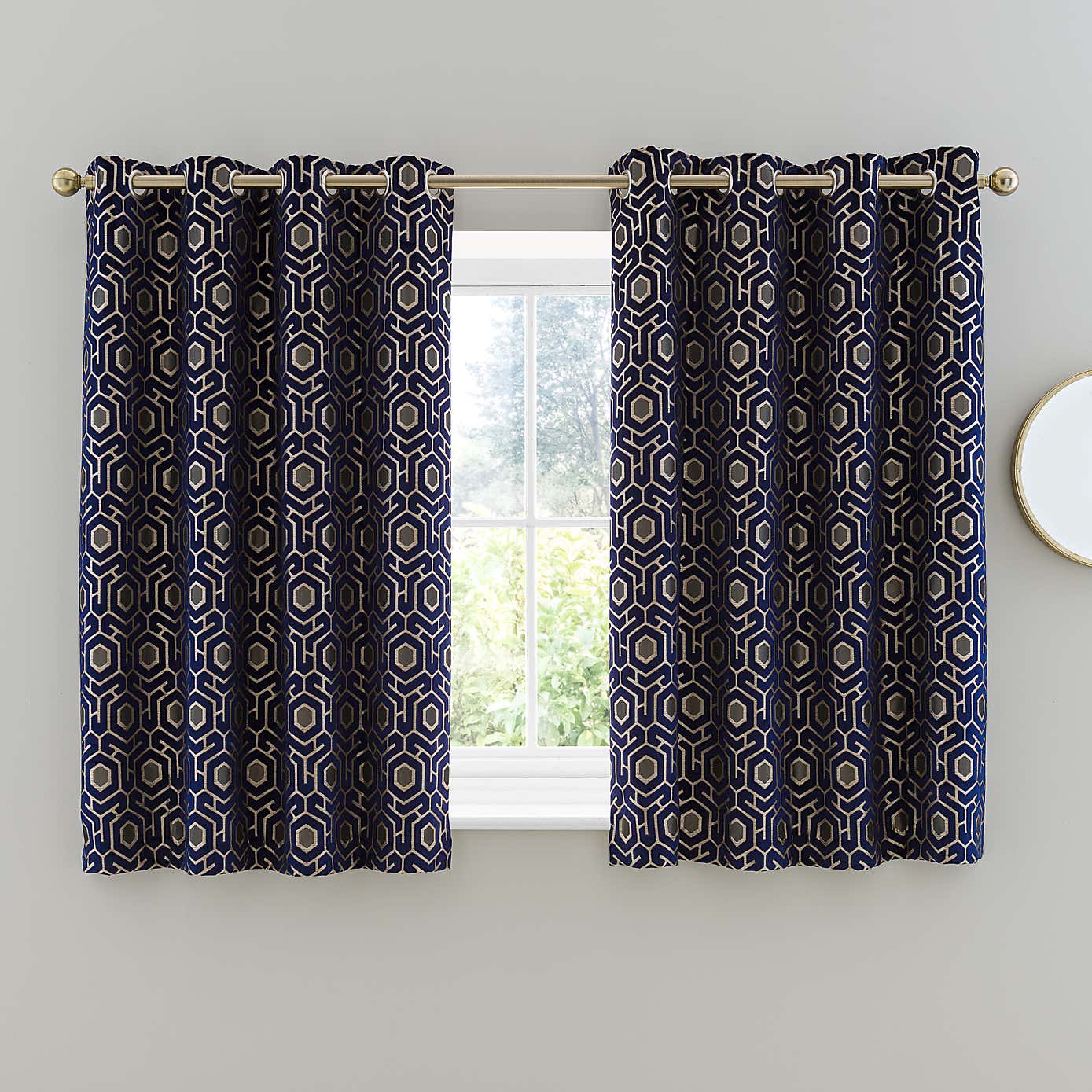 Geo Cut Velvet Eyelet Curtains