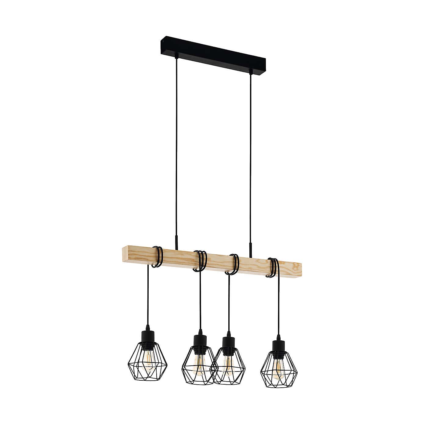 EGLO Townshend Industrial 4 Light Adjustable Diner Ceiling Light