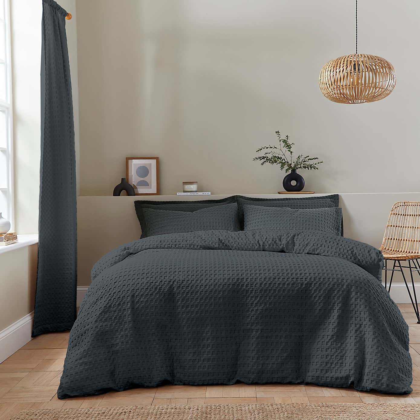 Emerson Waffle Sage Green Duvet Cover and Pillowcase Set