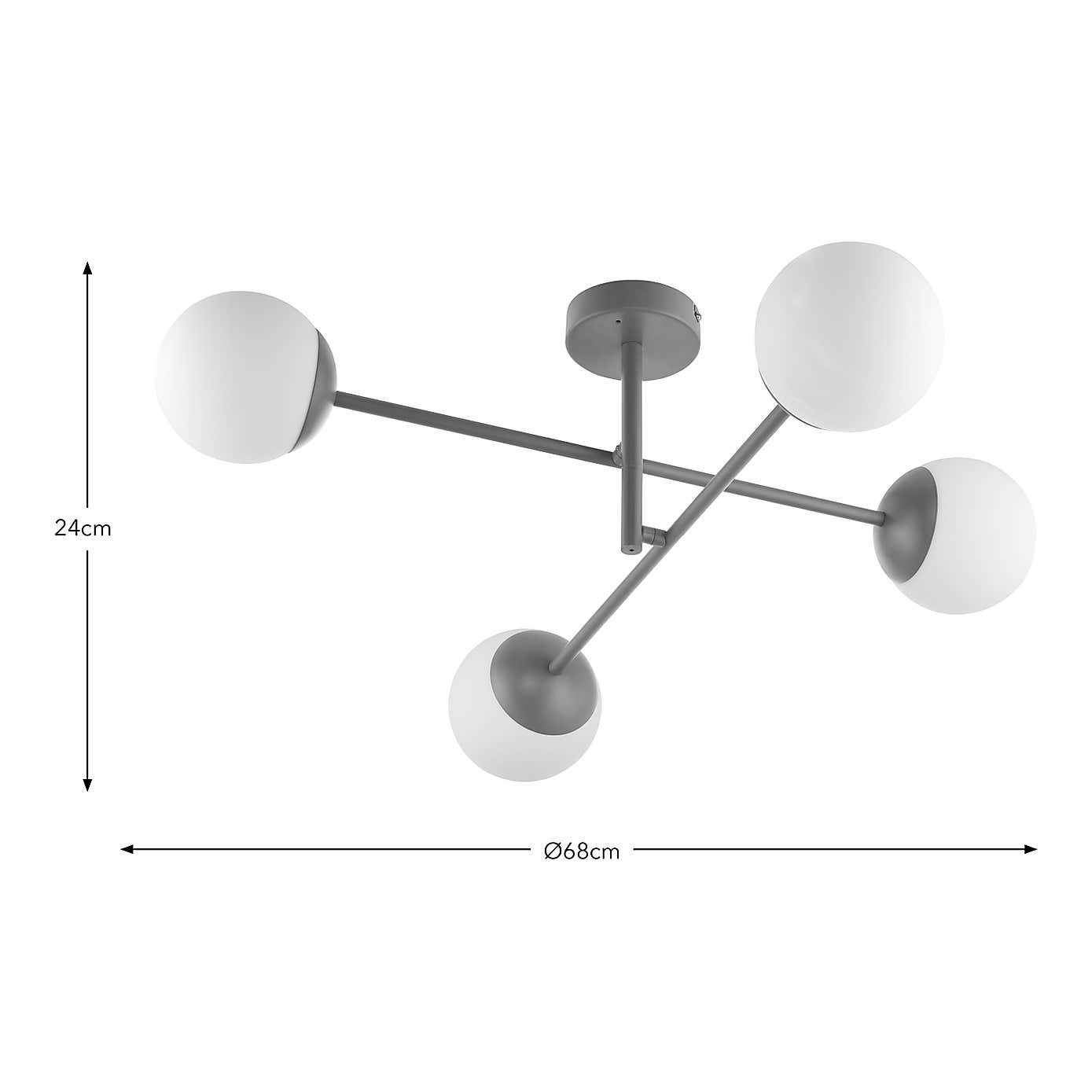 Tela Bathroom 4Lt Ceiling Fitting Black