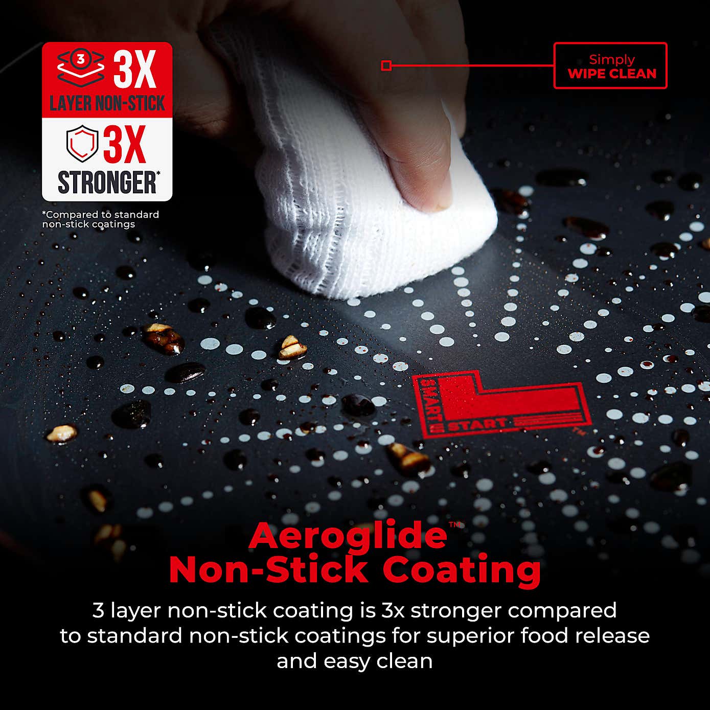 Tower Smart Start Classic Non-Stick Aluminium Wok, 28cm