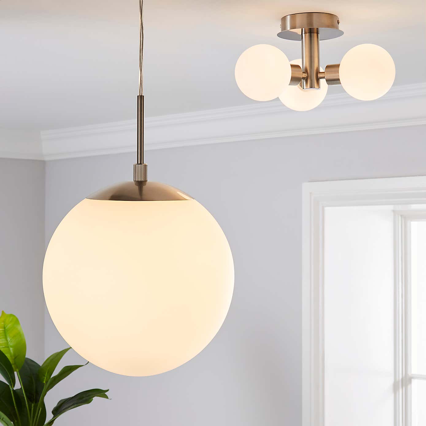 Hamptworth 1 Light Pendant Dome Frosted Glass Ceiling Fitting