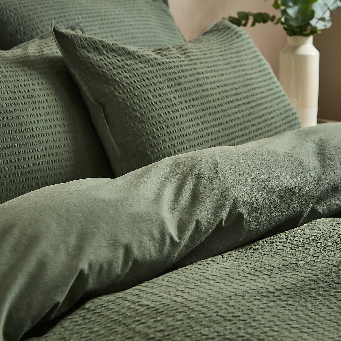 EL Seersucker Woven Cotton Duvet Cover & Pillowcase Set