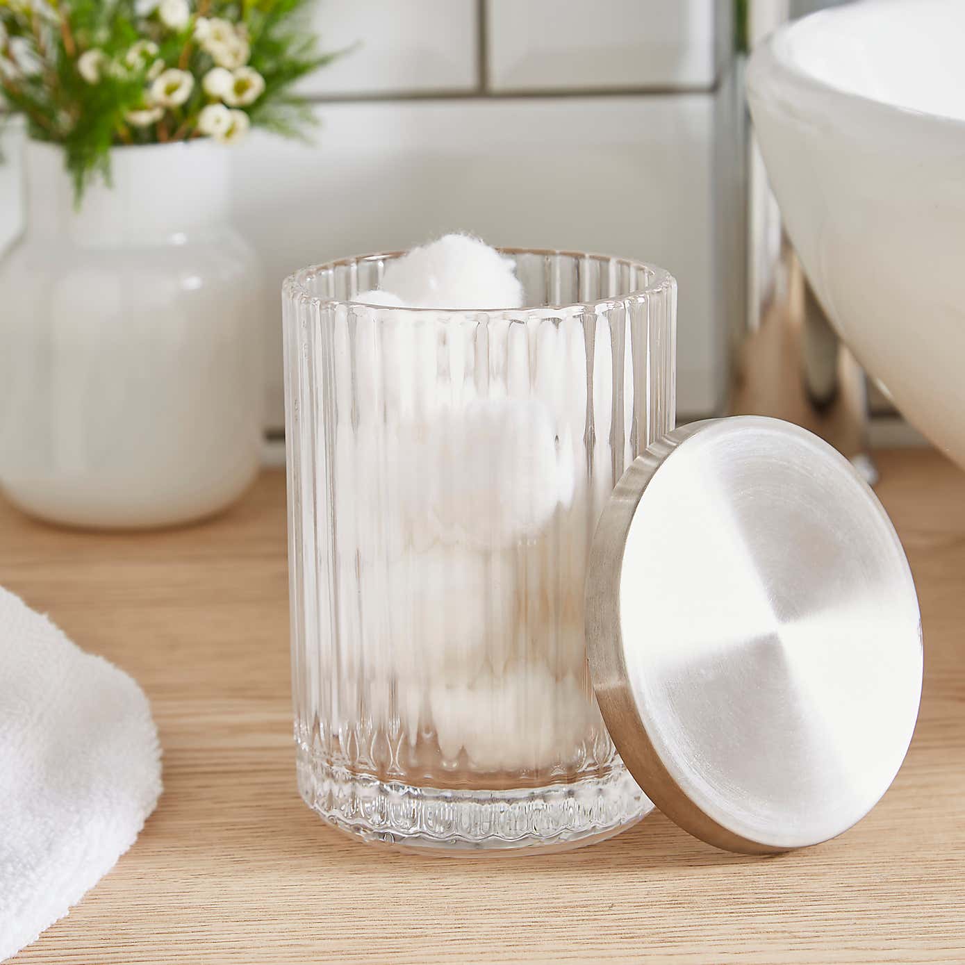 London Ribbed Glass Bathroom Accessories Set