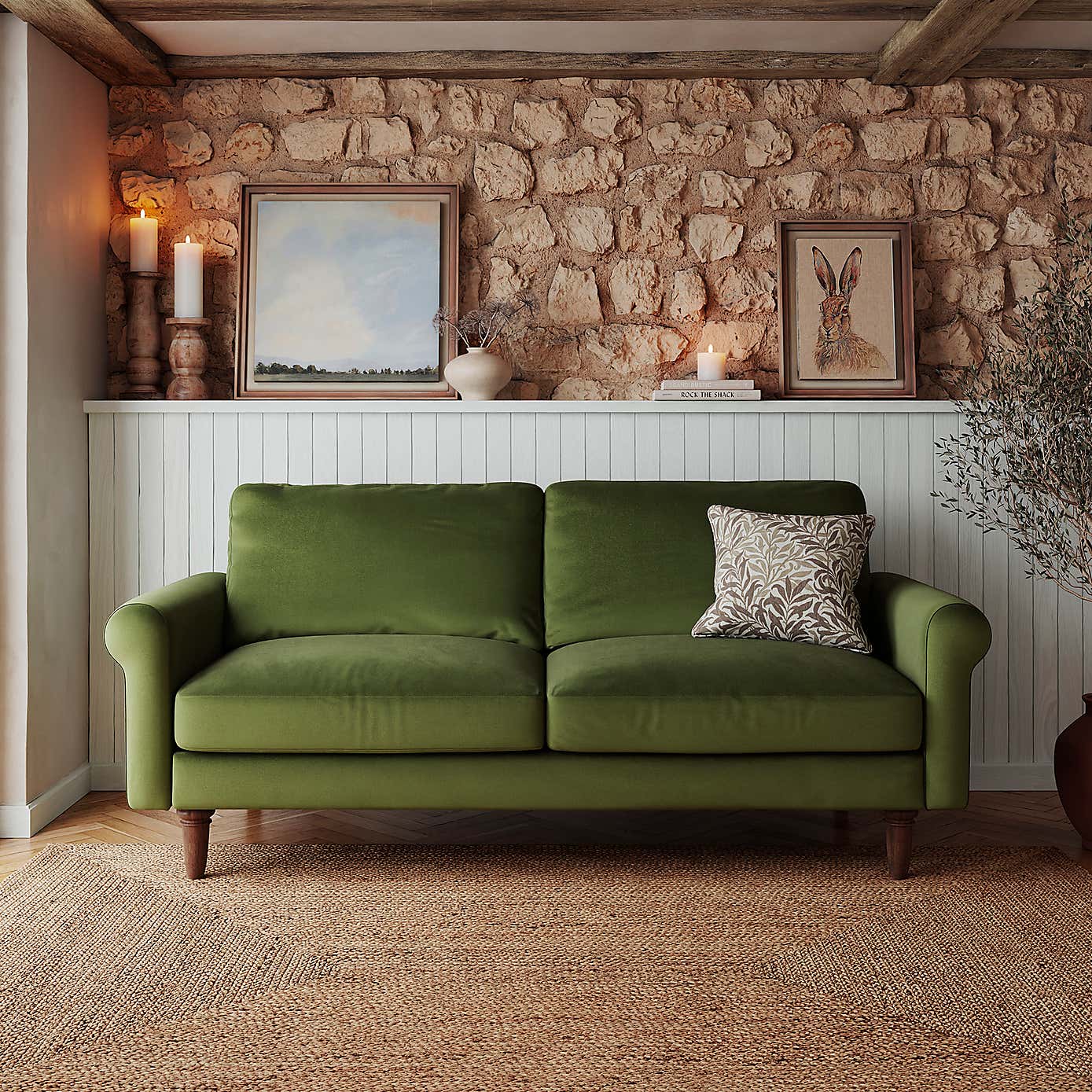 Maeve Compact Velvet 3 Seater Sofa