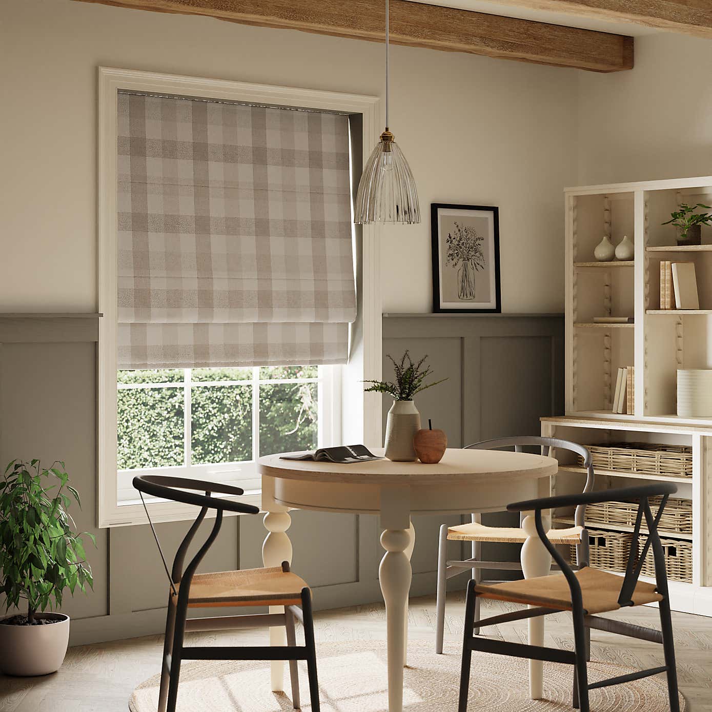 Large Check Roman Blind