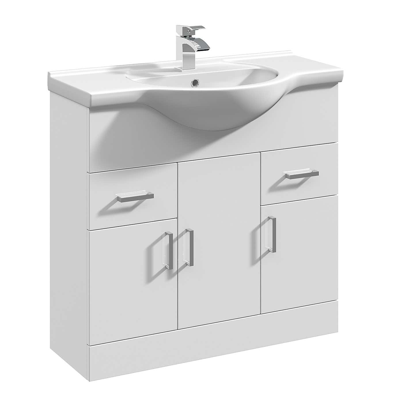 Mayford 3 Door 2 Drawer Vanity Unit with Round Basin