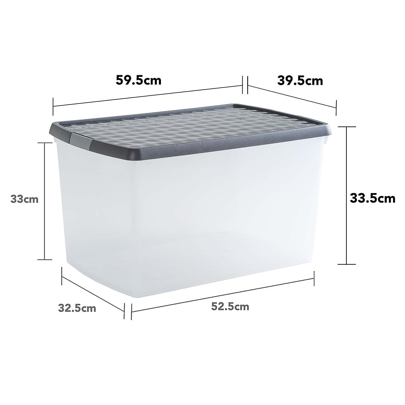 Wham Crystal Pack of 4 62L Clip Lock Storage Boxes with Lids