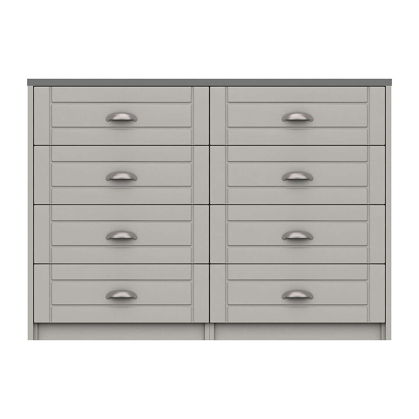Darwin White and Oak Effect 8 Drawer Wide Chest