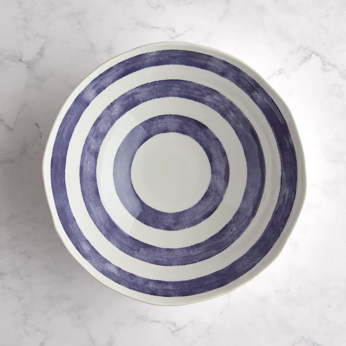 Striped Stoneware Serving Bowl