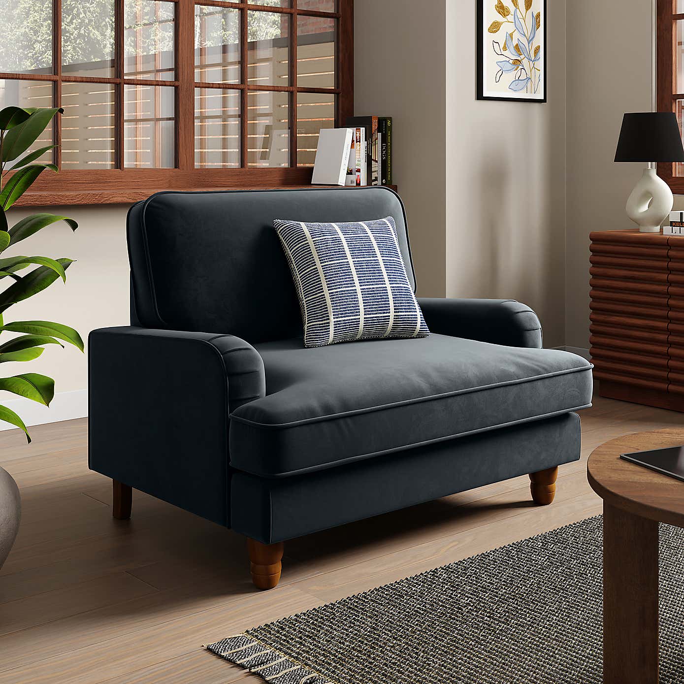 Beatrice Snuggle Sofa, Velvet