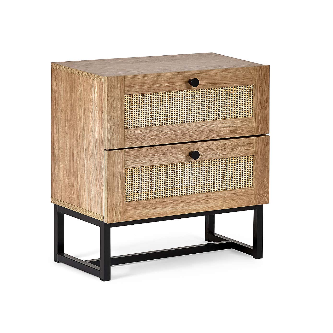Hollis 2 Drawer Oak Bedside Table