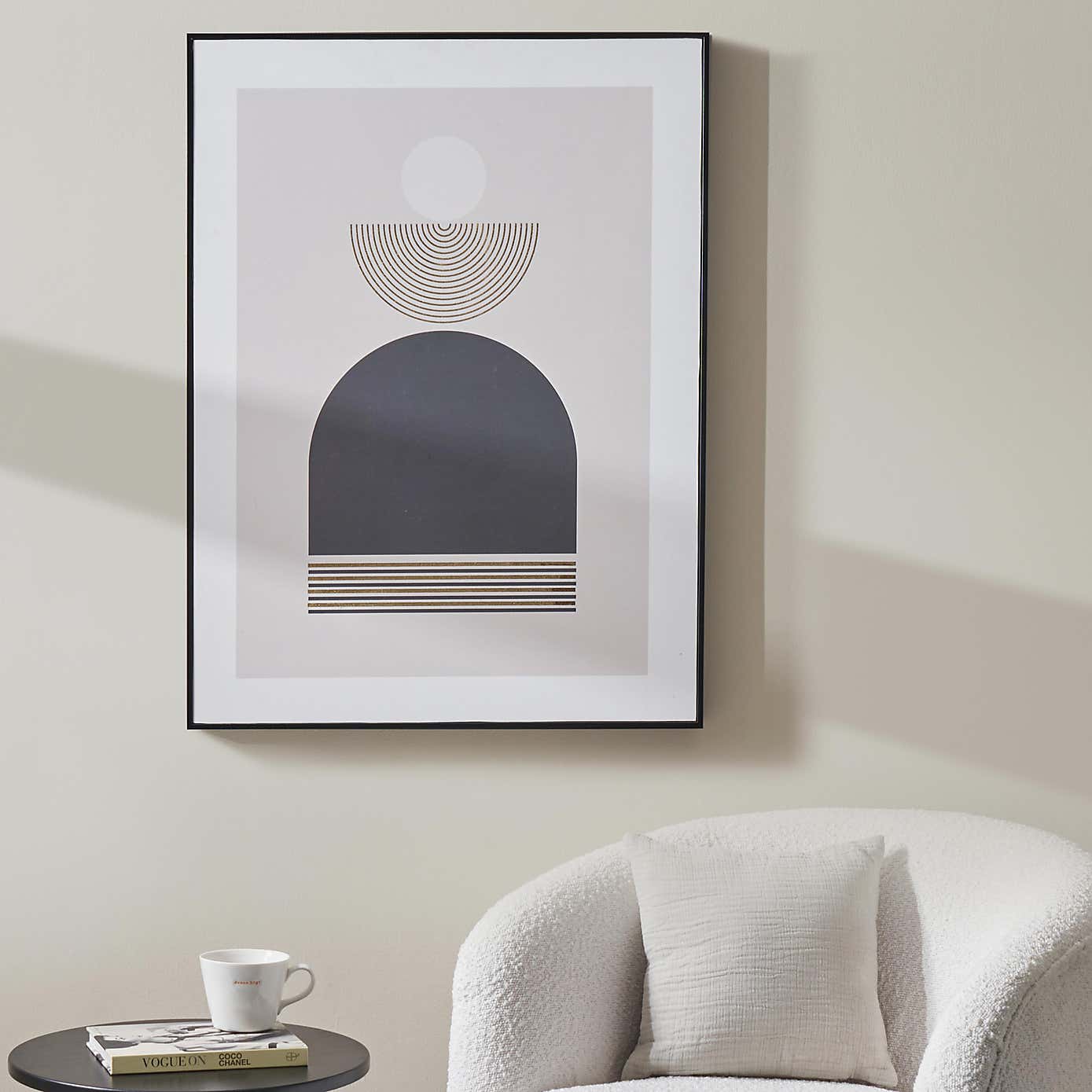 Art Deco Gold Detail Black Framed Print