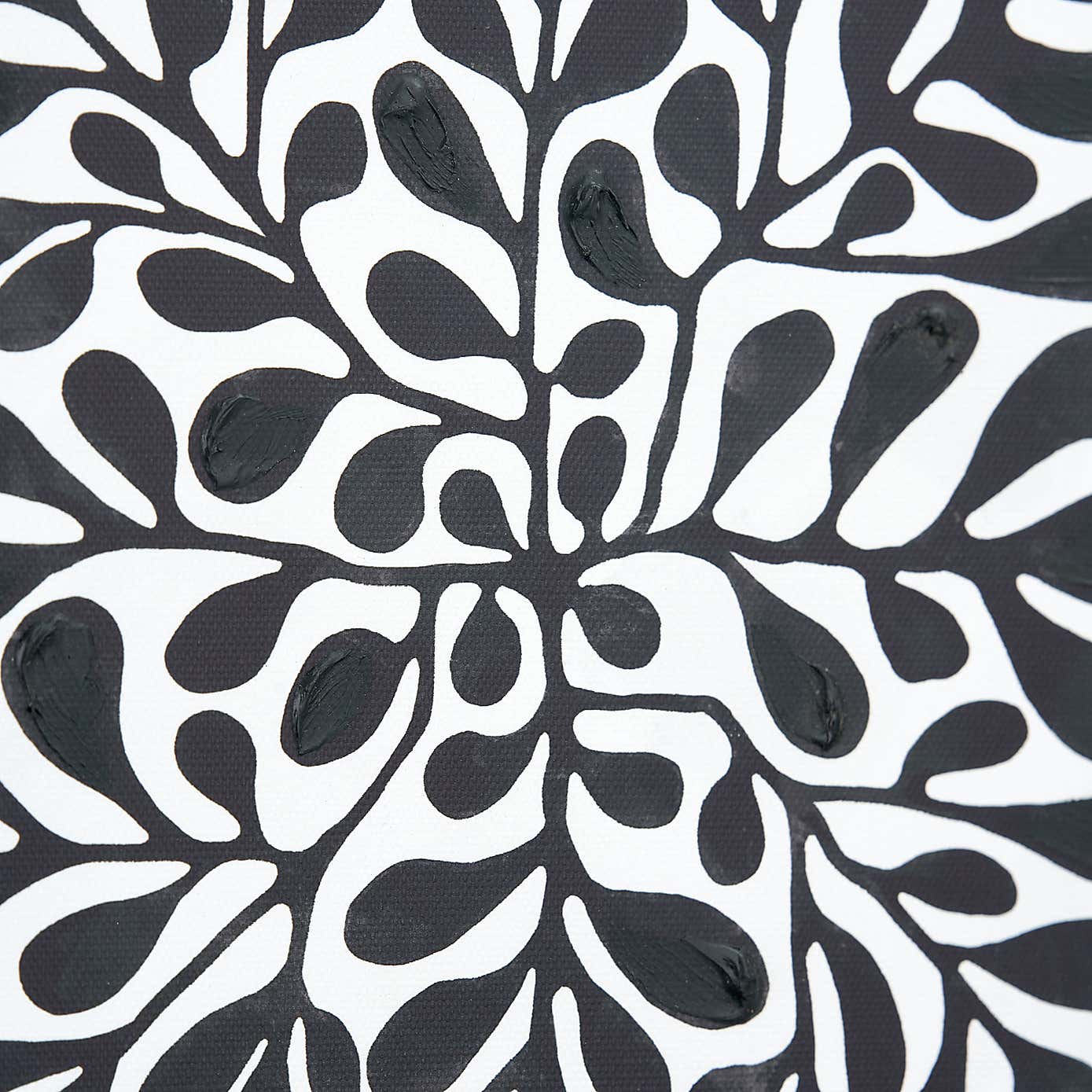 Set of 2 Black Leaf Print Square Framed Canvases