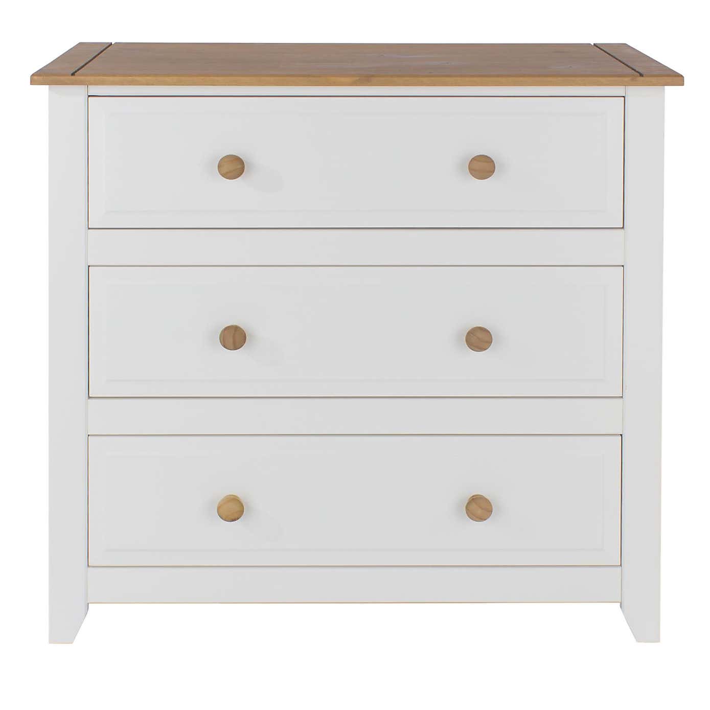 Capri 3 Drawer Chest, White & Pine