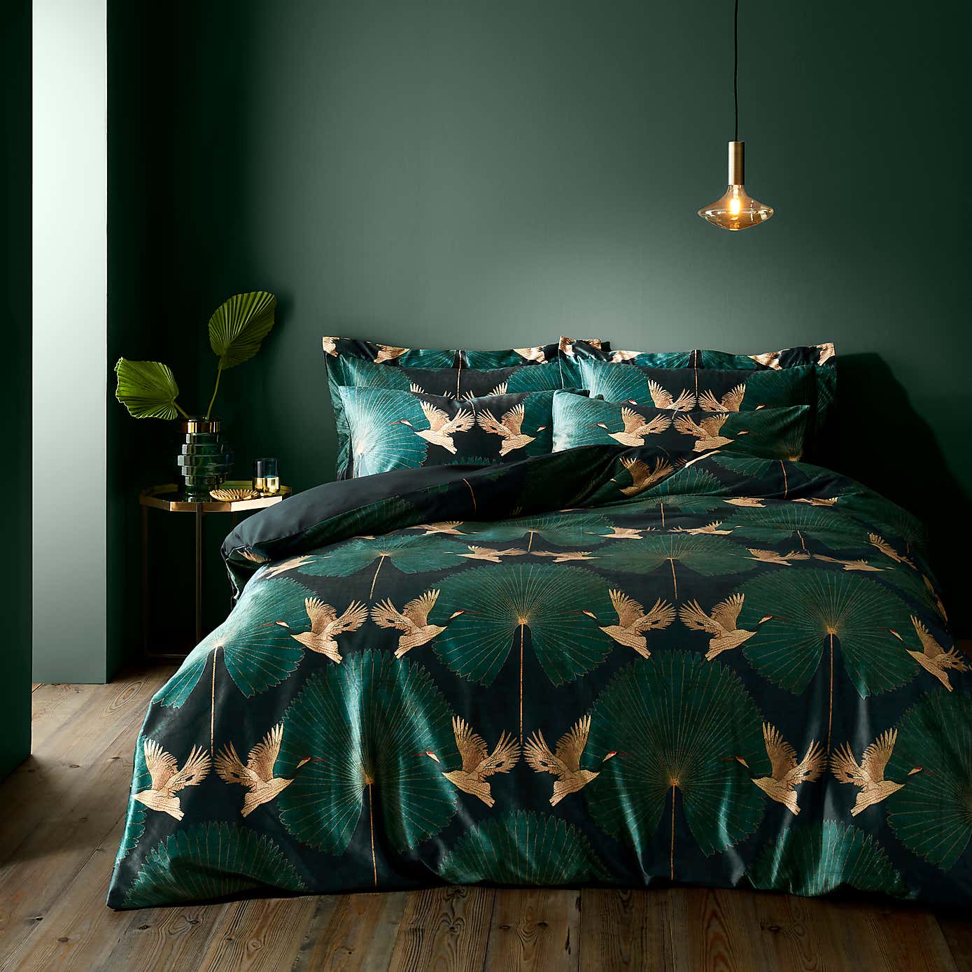 Luxe Cranes Duvet Cover and Pillowcase Set