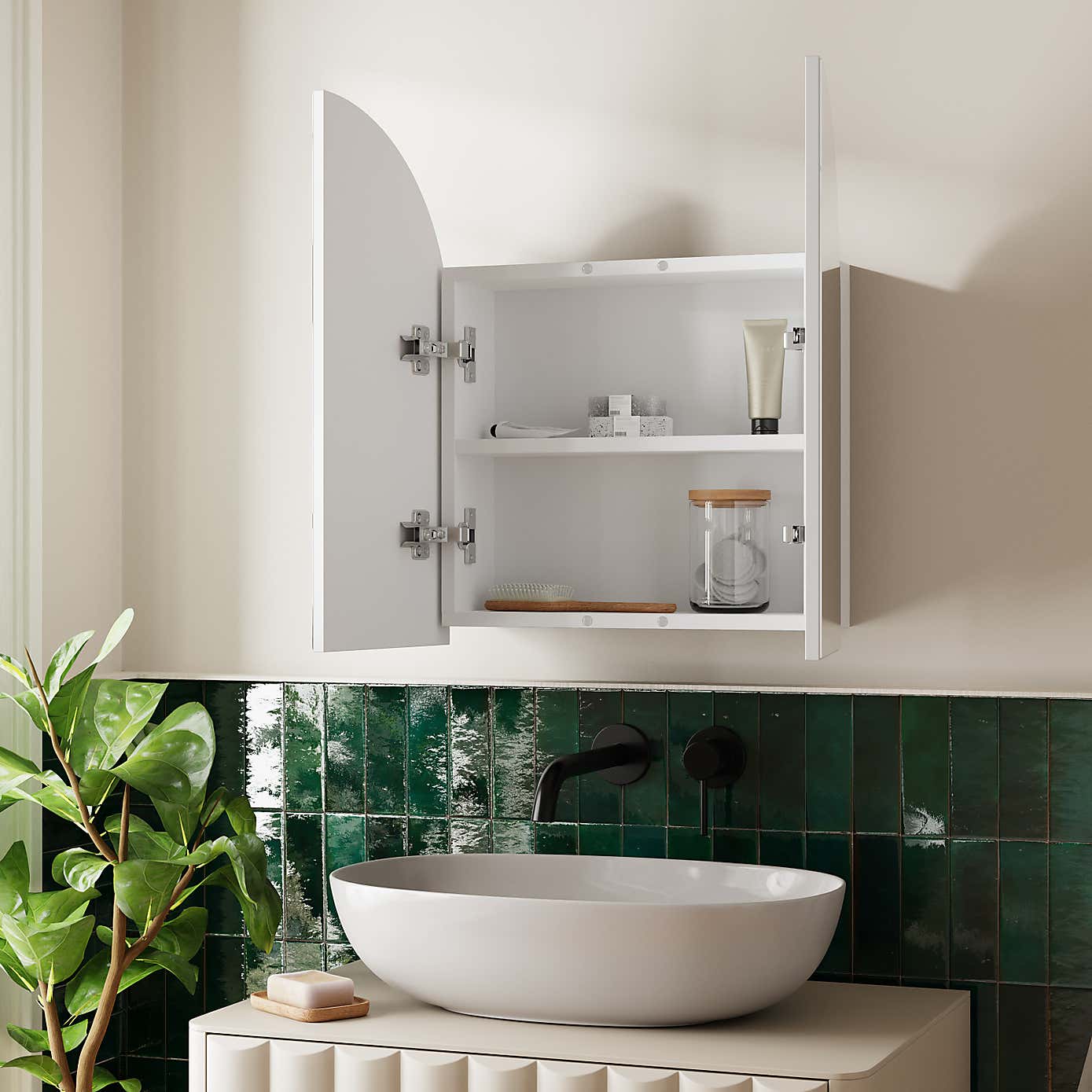 Zia Arched Mirror Wall Cabinet