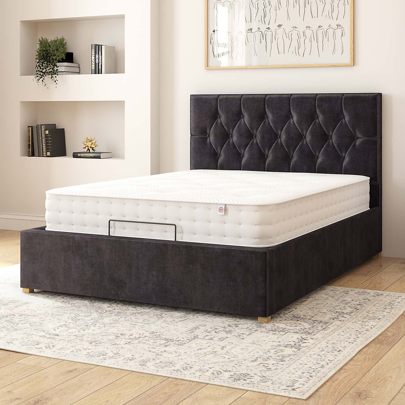 Olivier Plush Velvet Adjustable Bed